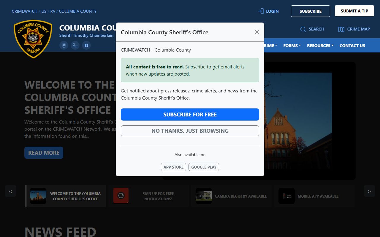 Columbia County arrest records Sheriff CRIMEWATCH page