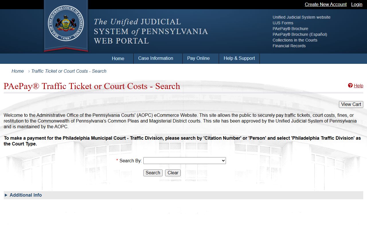 Columbia County court dockets PAePay traffic search
