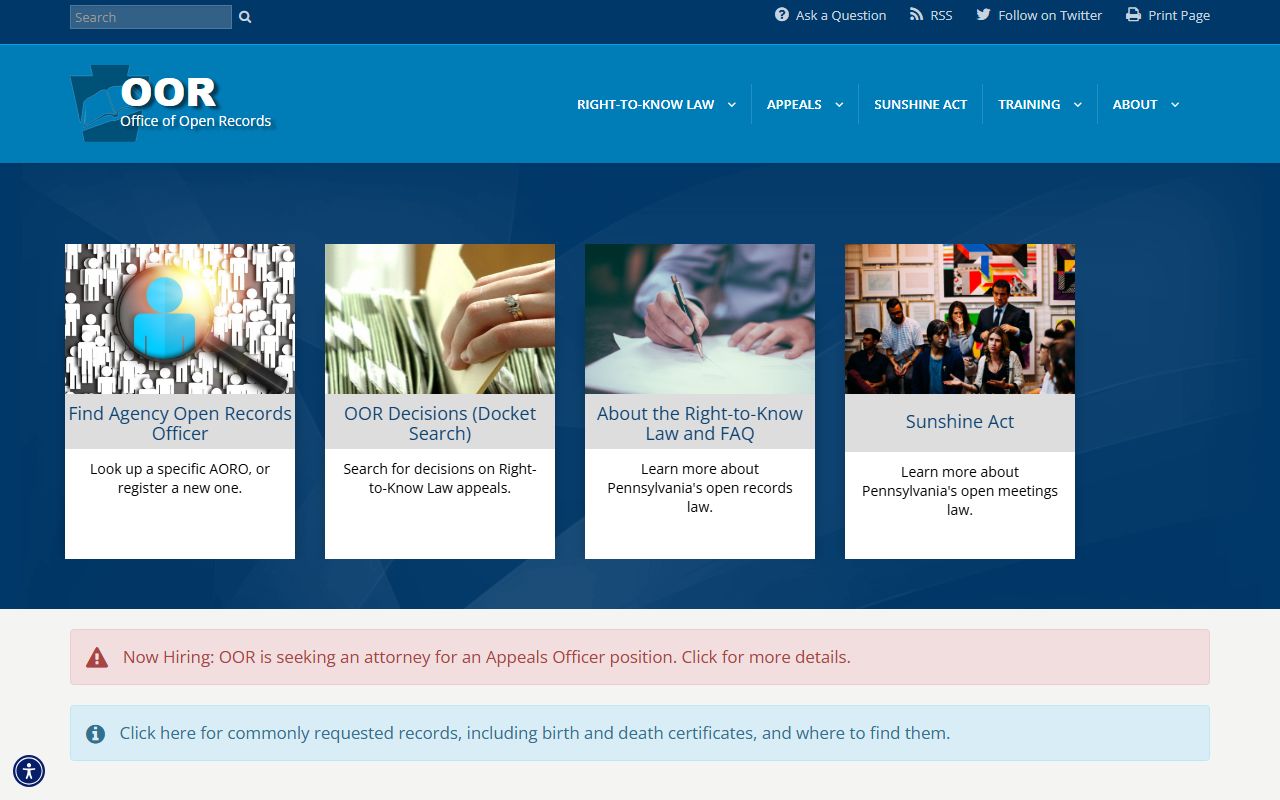 Columbia County court records Pennsylvania Right-to-Know access information