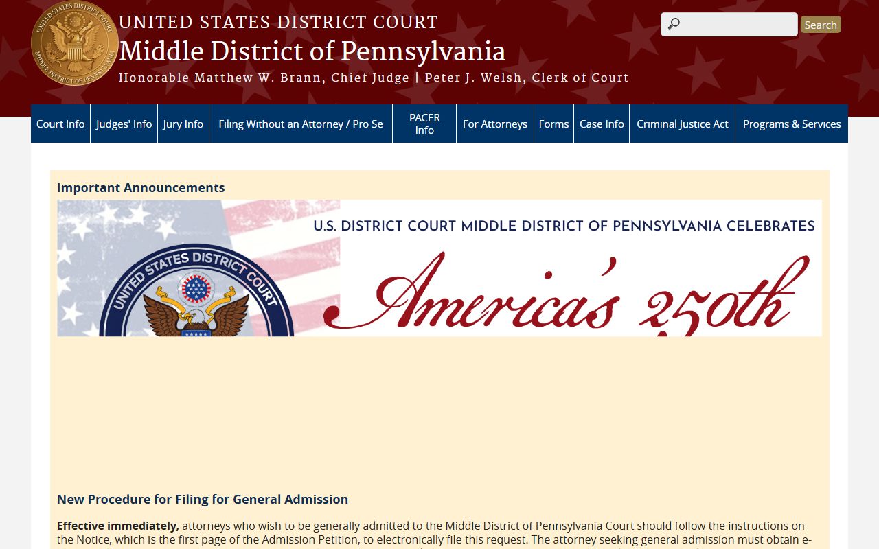 Columbia County Court of Common Pleas federal Middle District comparison