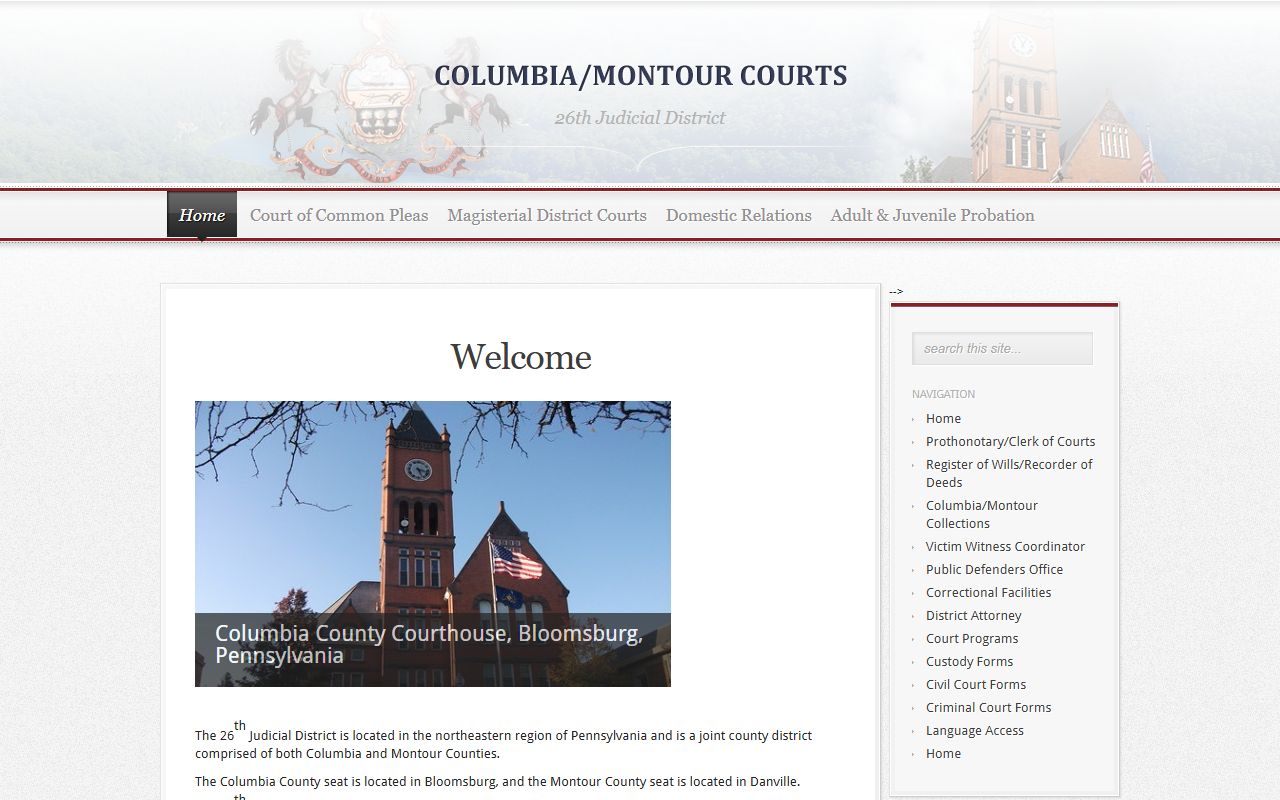 Columbia County Court records 26th Judicial District site