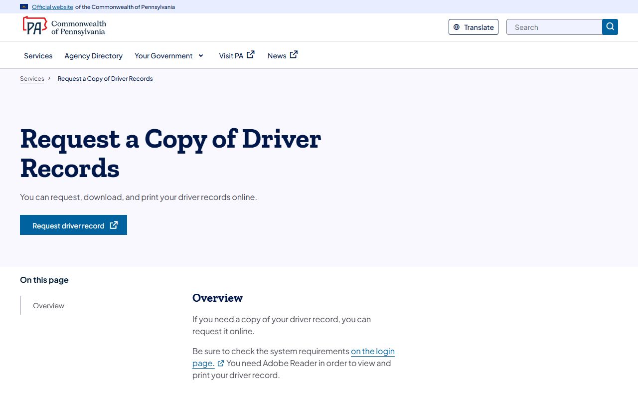 Columbia County traffic court records compared with Pennsylvania driver record request service